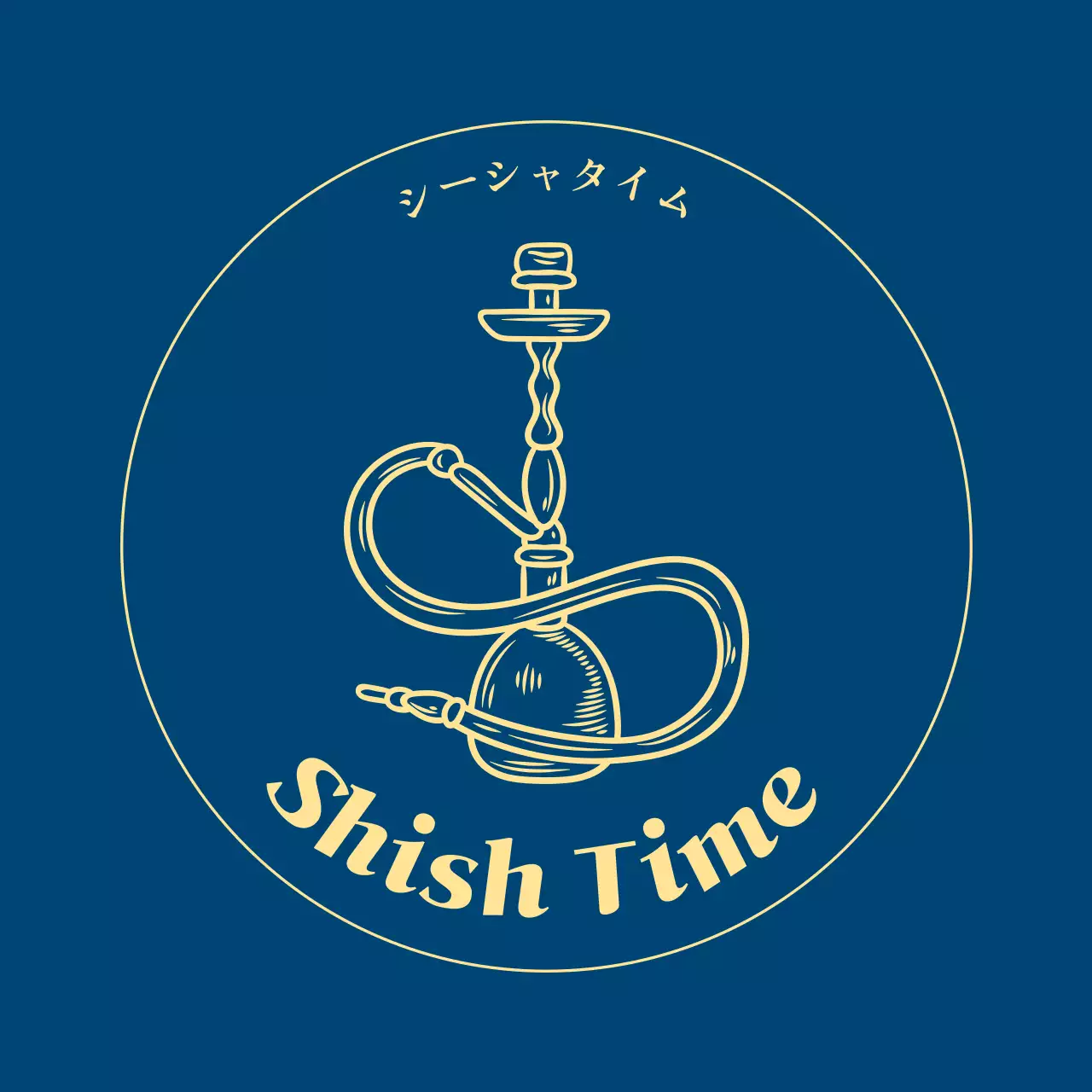 ネイビー シンプル シーシャ ロゴ 杯イラスト