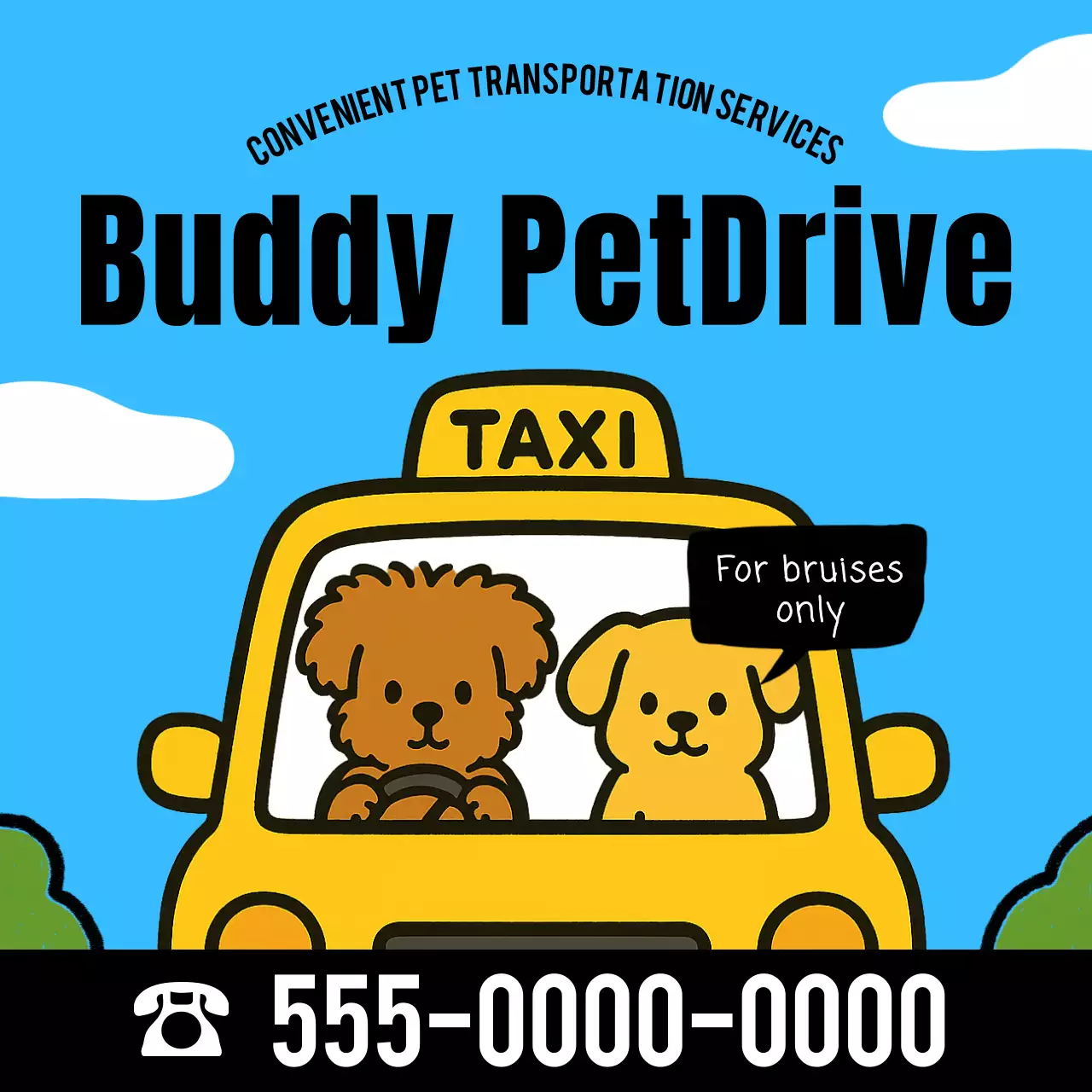 blue cartoon pet advertisement