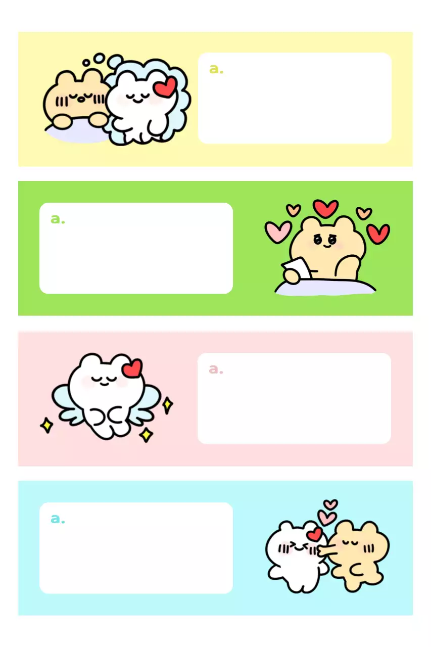 Adesivi verdi con simpatici personaggi