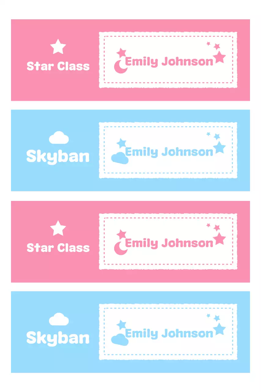 Nhãn dán mẫu giáo màu hồng dễ thương