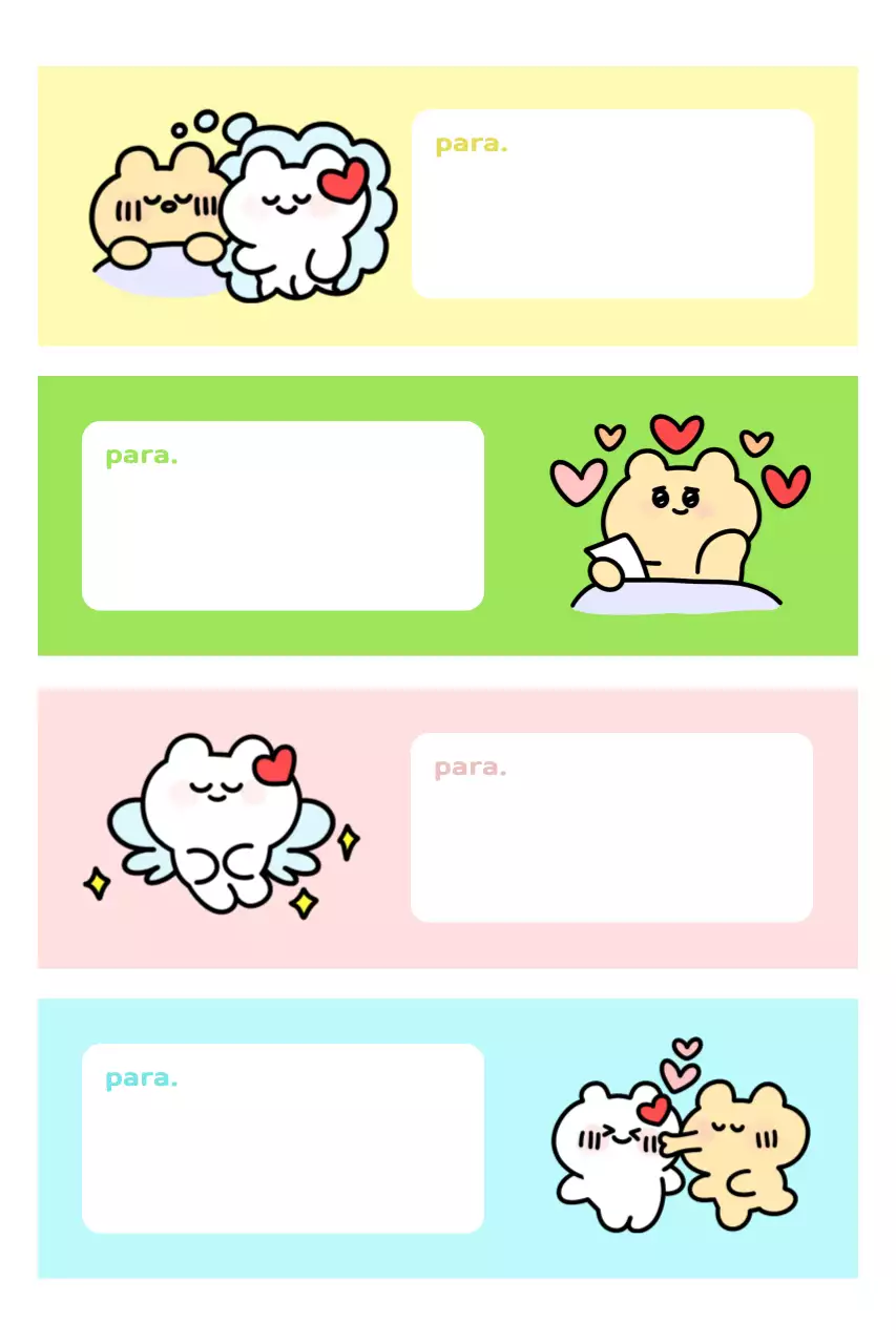 Adesivos verdes de personagens fofos