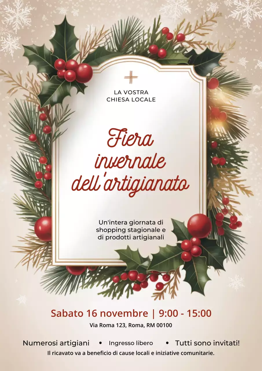 Manifesto dell'annuncio della fiera artigianale invernale