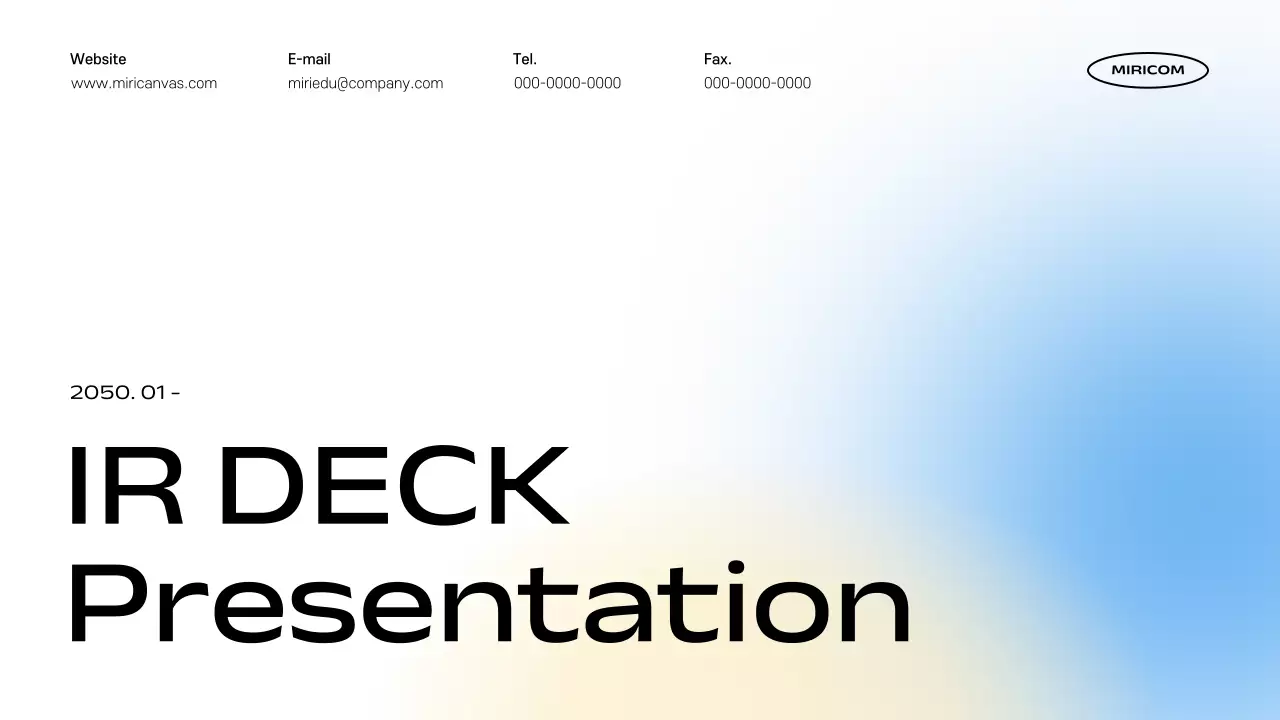 하늘색 모던 발표 자료 설명 IR