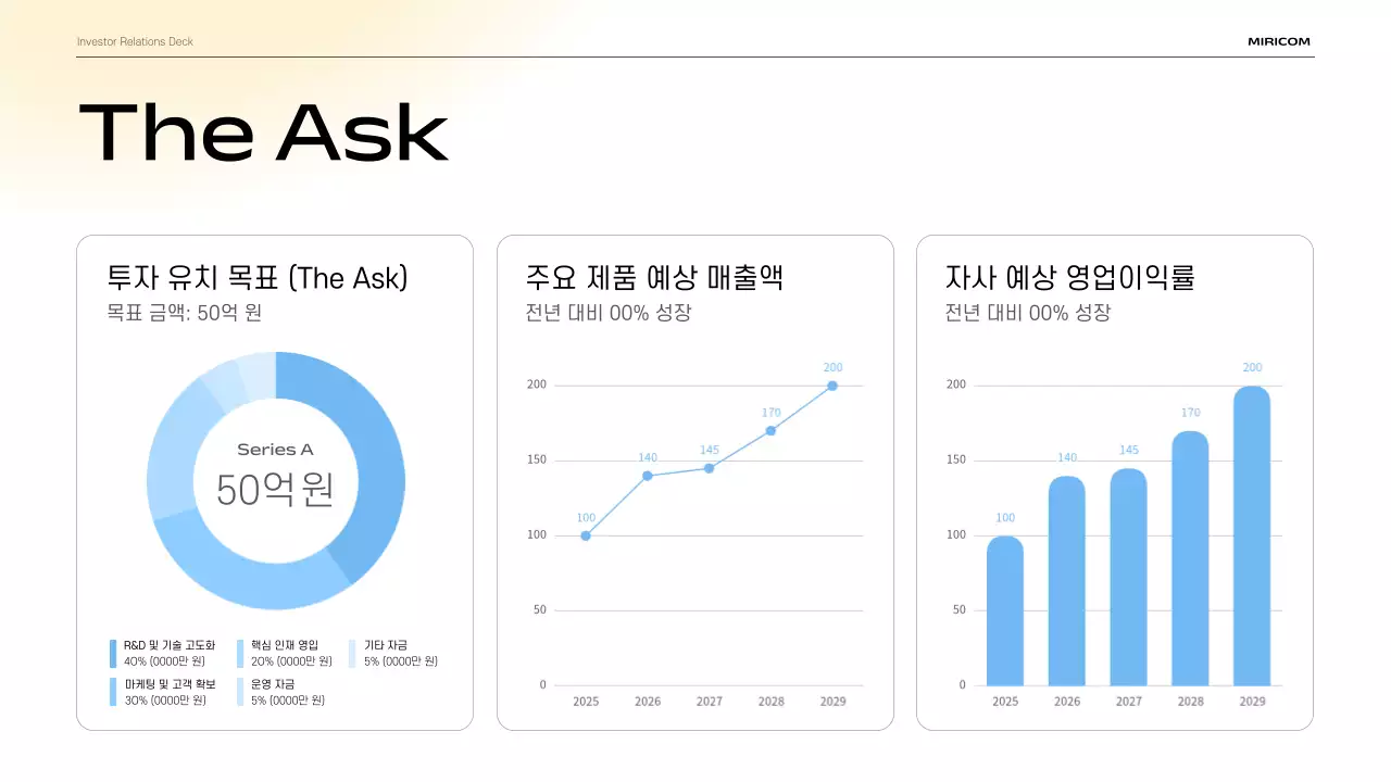 하늘색 모던 발표 자료 설명 IR