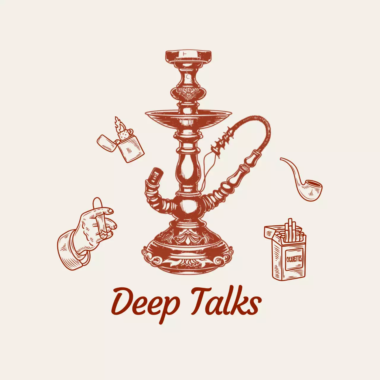 茶色 レトロ 喫煙 ロゴ 杯イラスト