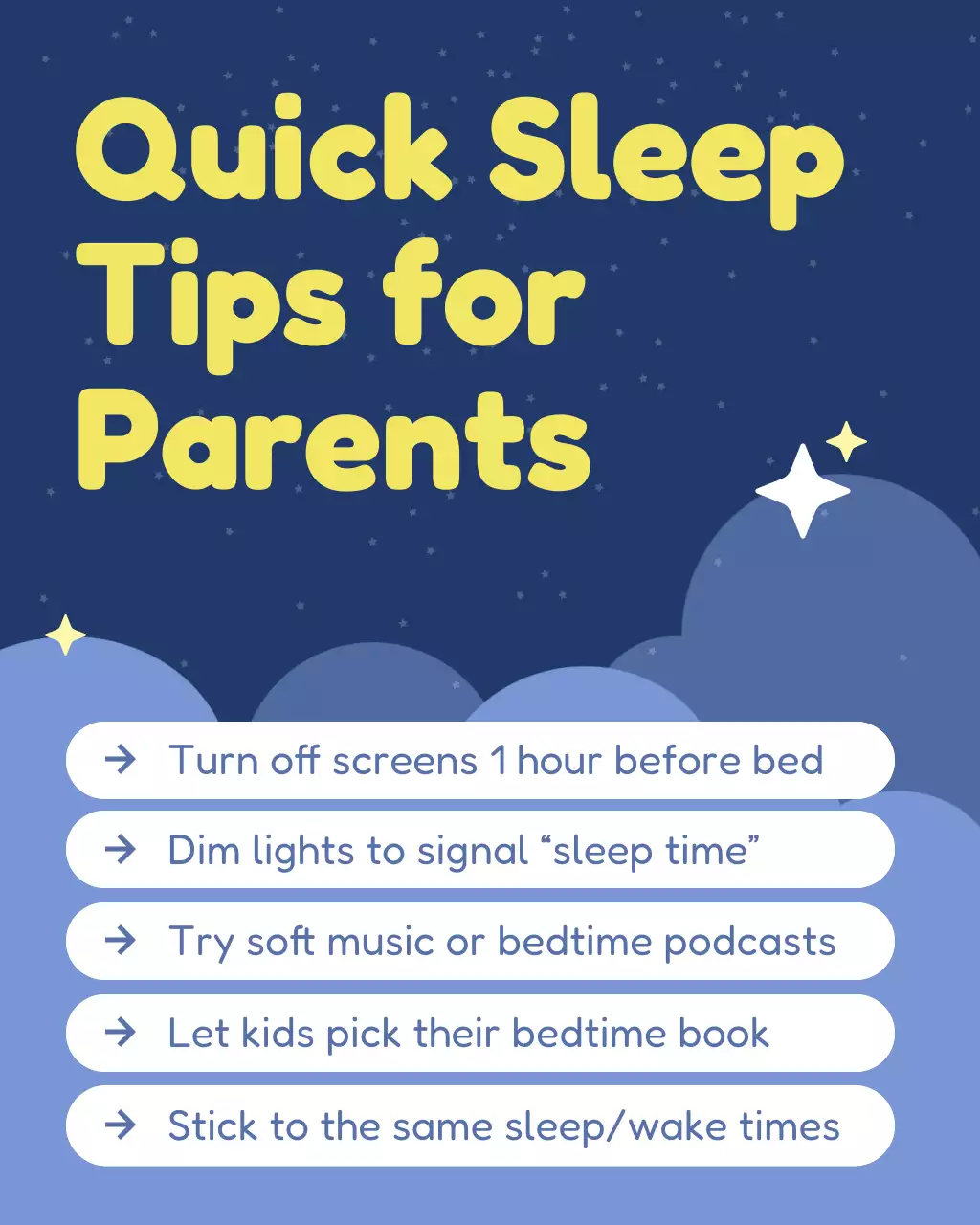 Blue Simple Bedtime Guide Instagram Post