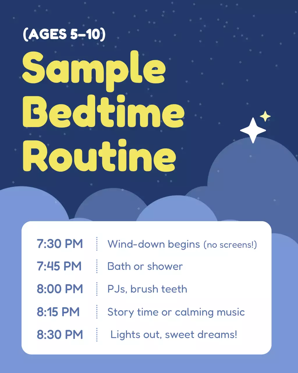 Blue Simple Bedtime Guide Instagram Post