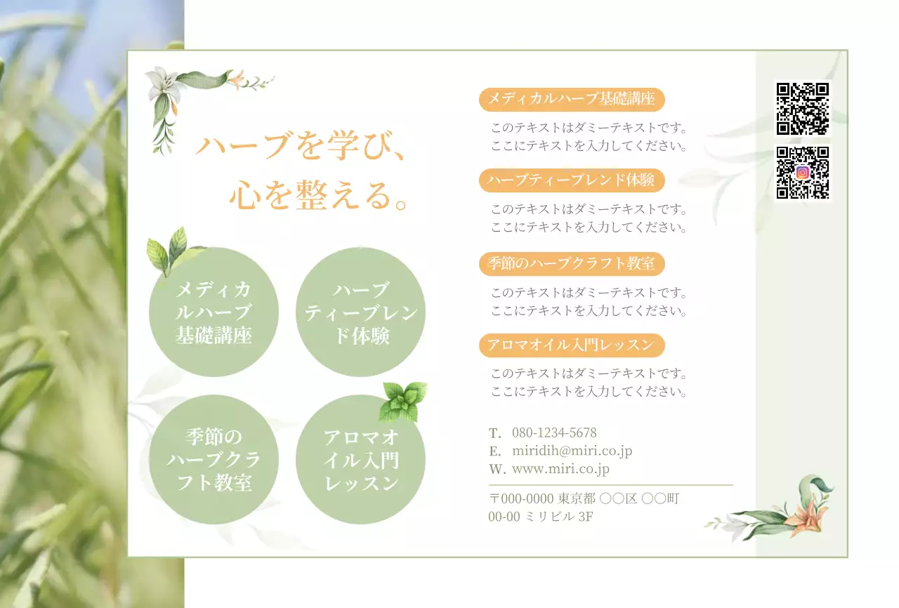 ミント ナチュラル 学校 パンフレット 教室紹介ナチュラル