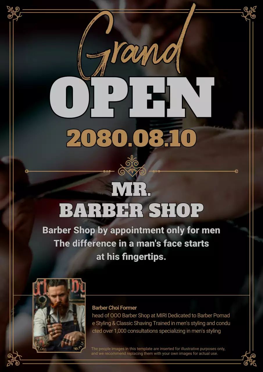 pengumuman tukang cukur vintage emas