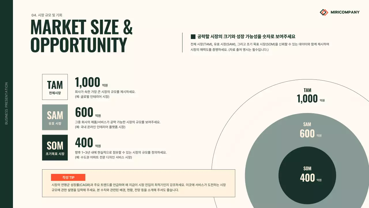 카키 모던 비즈니스 설명 IR