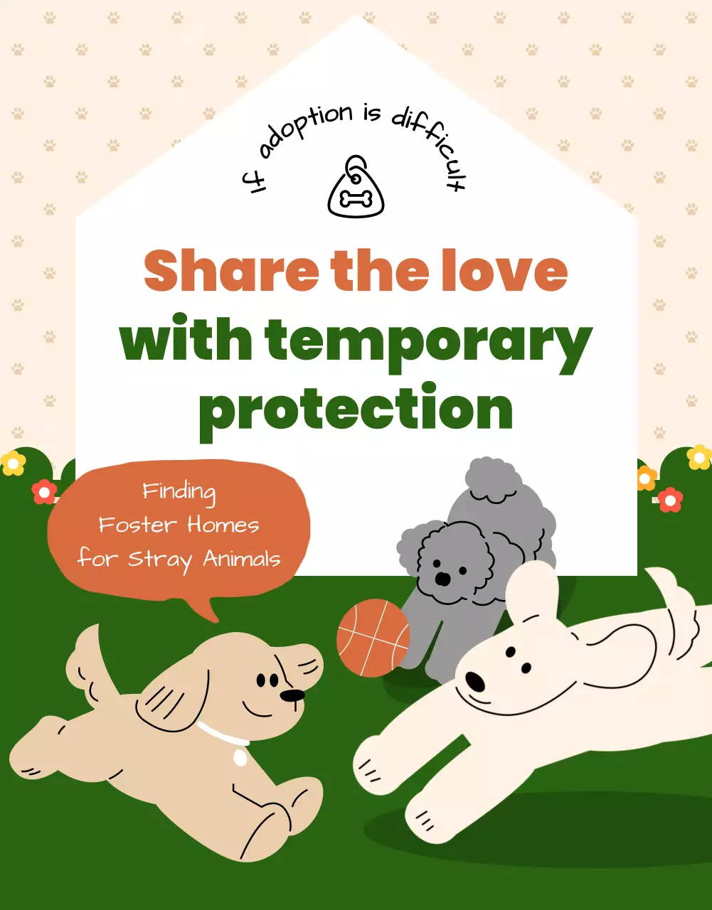 beige playful animal adoption promotion