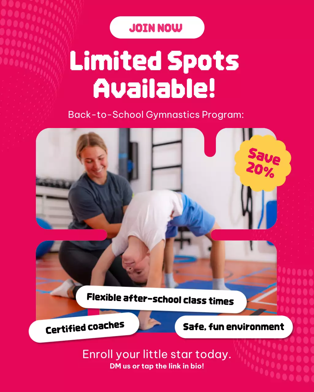 Pink Modern Gymnastics Promotion Instagram Post