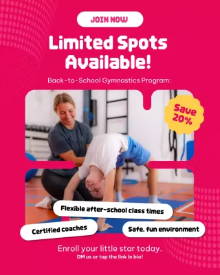 Pink Modern Gymnastics Promotion Instagram Post