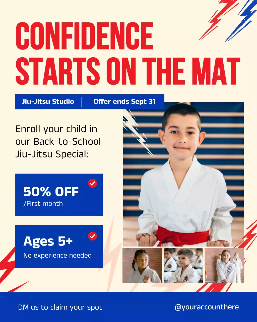 Beige Modern Martial Arts Advertisement Instagram Post