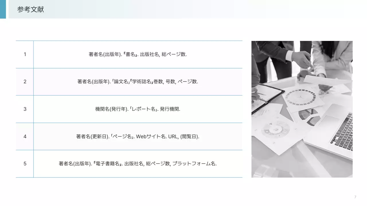 青 シンプル ビジネス 報告書 プレゼンテーション