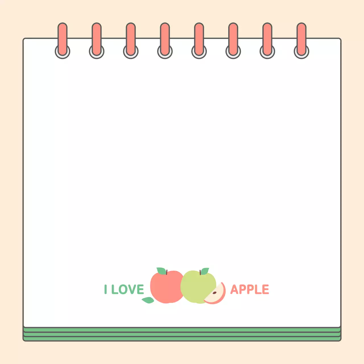 연두 사과 심플 문구 다이어리