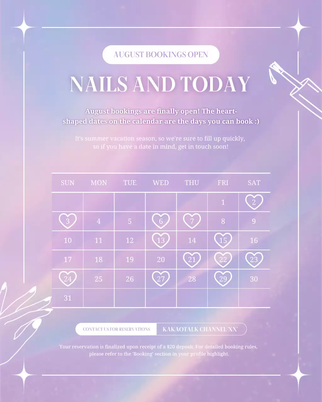 pengumuman pemesanan kuku ungu elegan