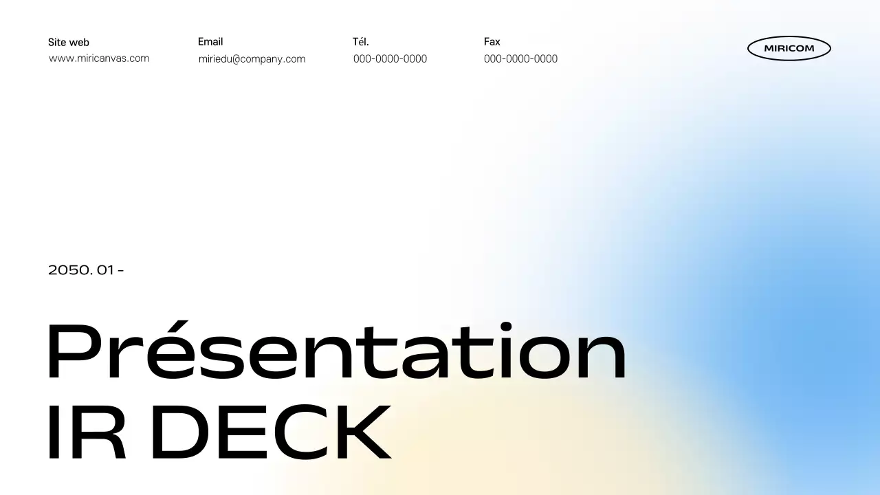 Description du matériel de présentation IR moderne bleu ciel