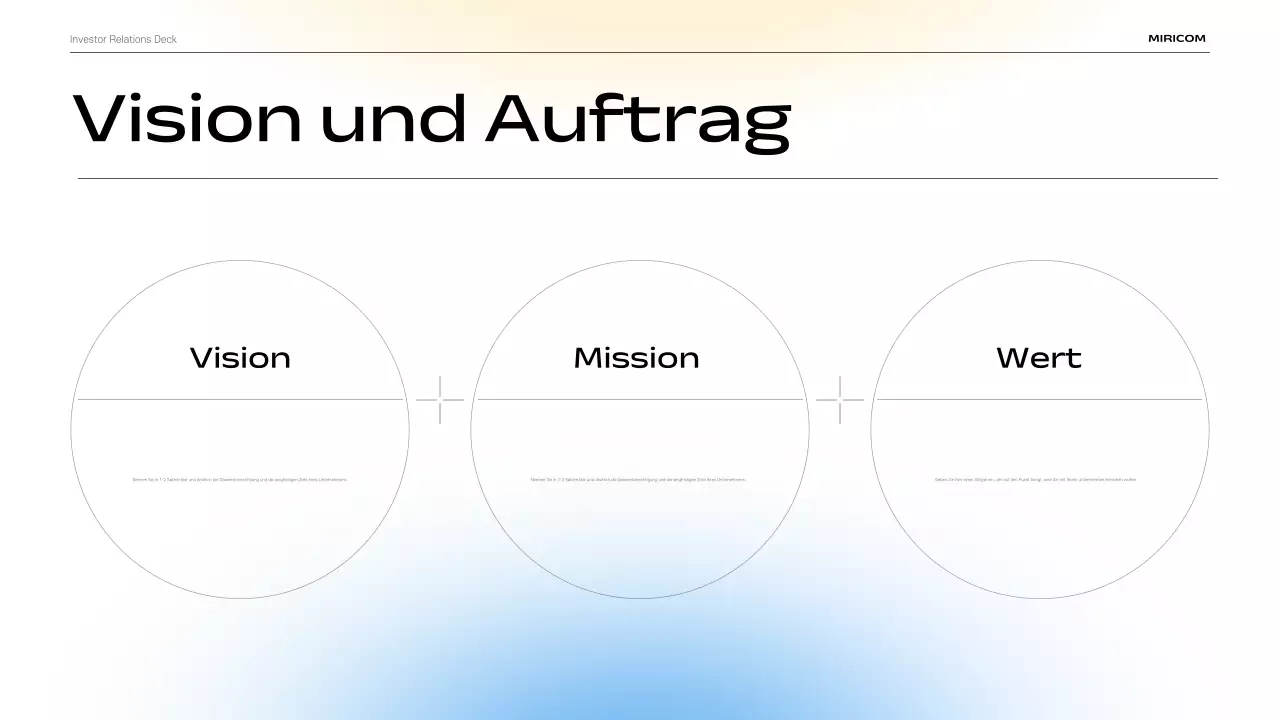 Beschreibung des modernen IR-Präsentationsmaterials in Himmelblau