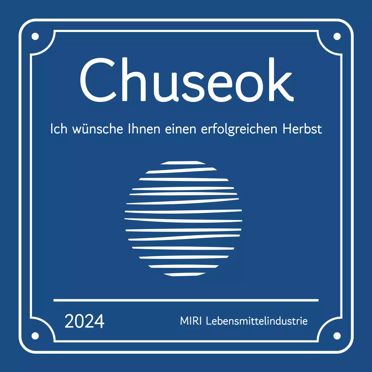 Chuseok-Grüße mit traditionellen Rändern und einem schwebenden Mond