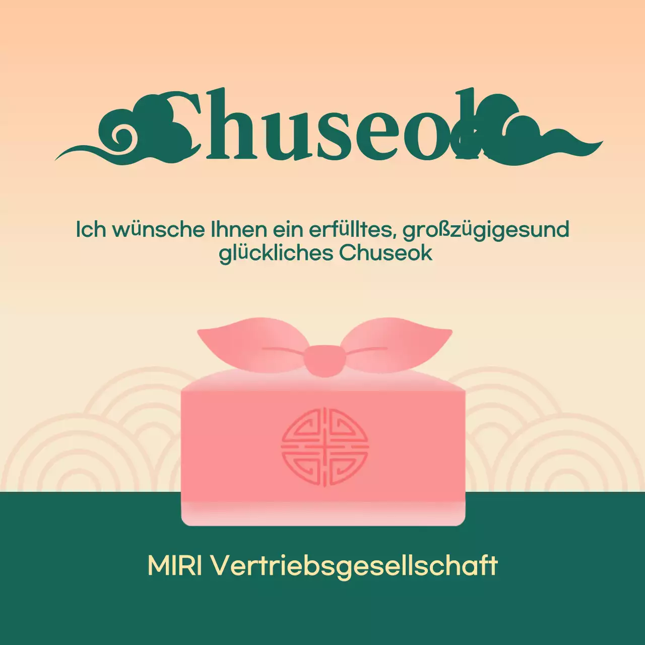 Feiertagsgrüße mit traditionellen Mustern und Geschenken