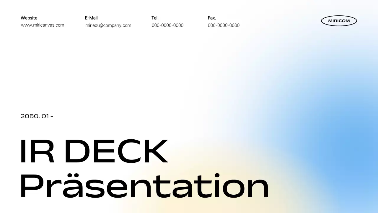 Beschreibung des modernen IR-Präsentationsmaterials in Himmelblau