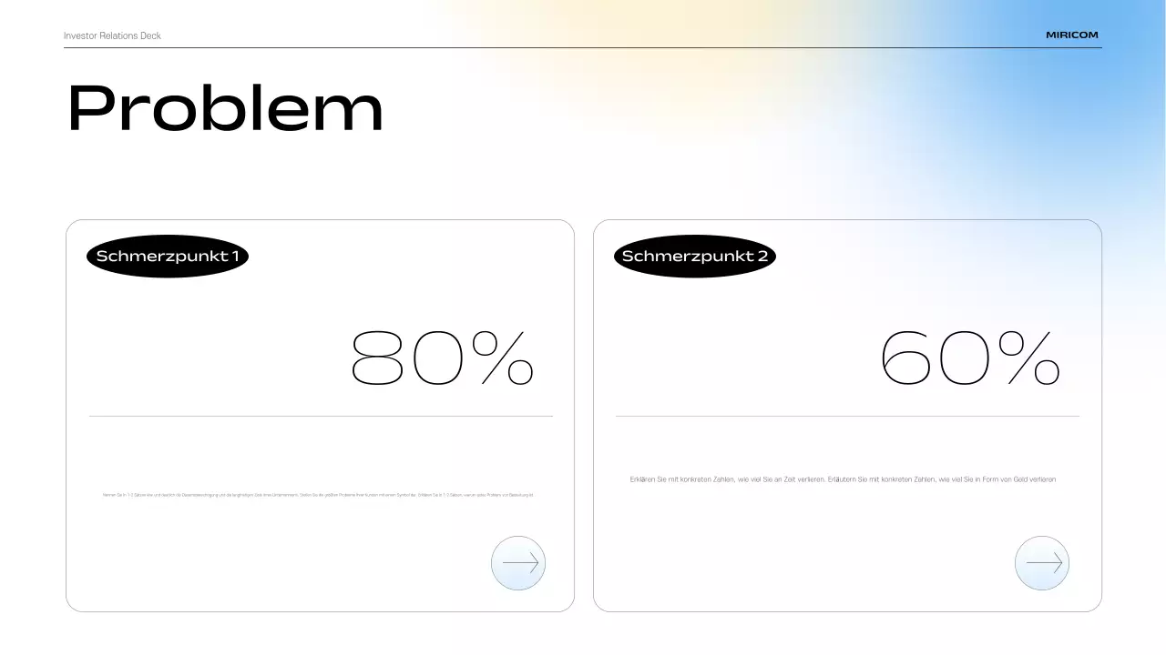 Beschreibung des modernen IR-Präsentationsmaterials in Himmelblau