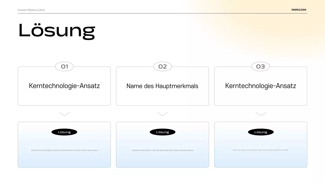 Beschreibung des modernen IR-Präsentationsmaterials in Himmelblau