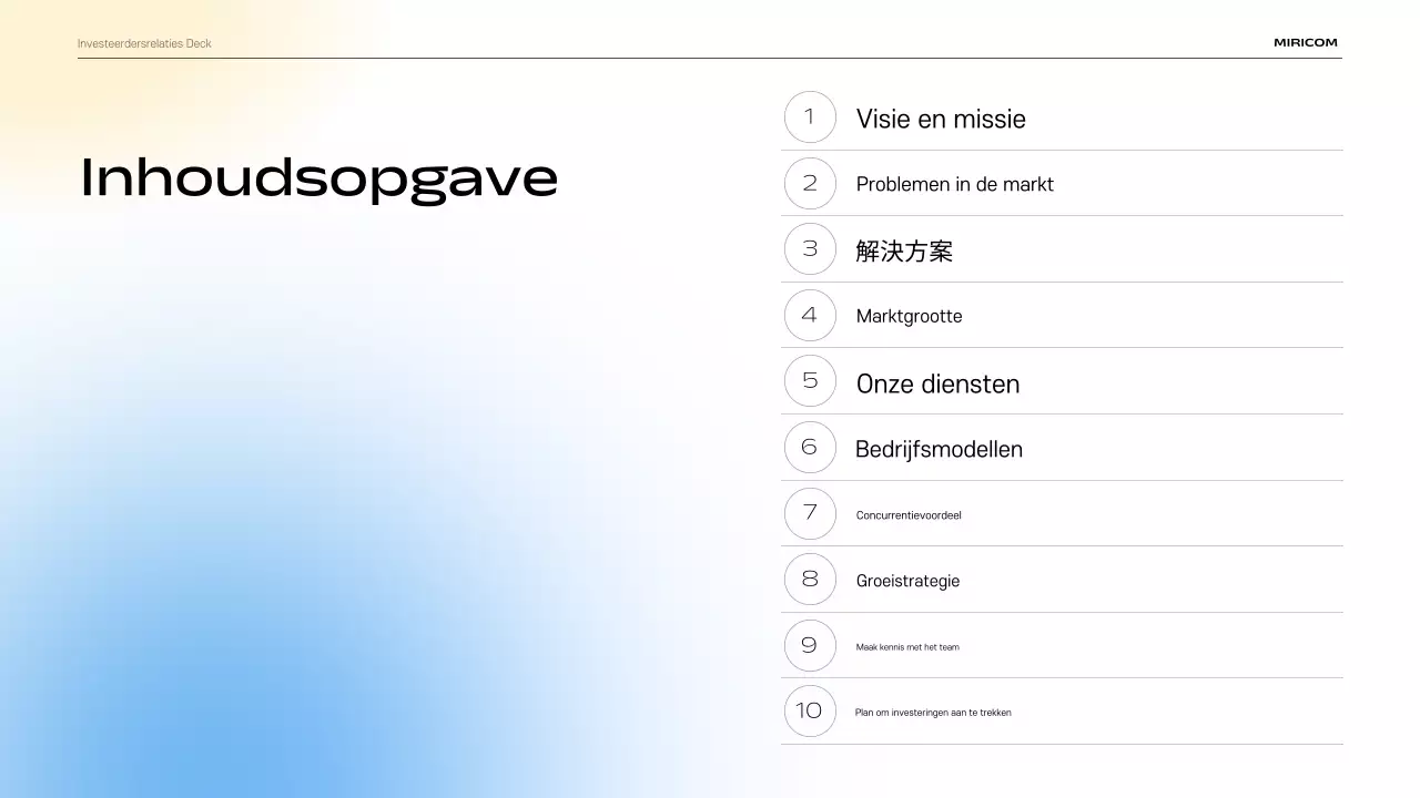 Sky Blue Modern IR Presentatiemateriaal Beschrijving