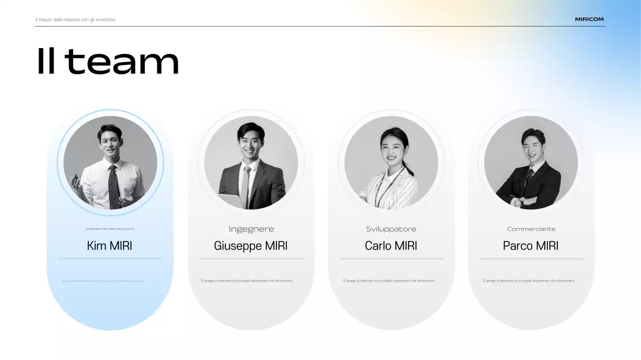 Descrizione del materiale di presentazione IR moderno blu cielo