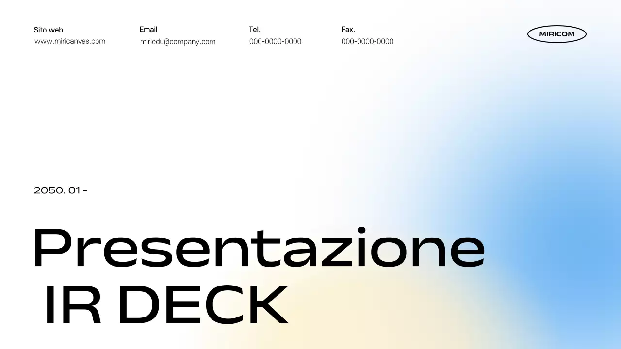 Descrizione del materiale di presentazione IR moderno blu cielo