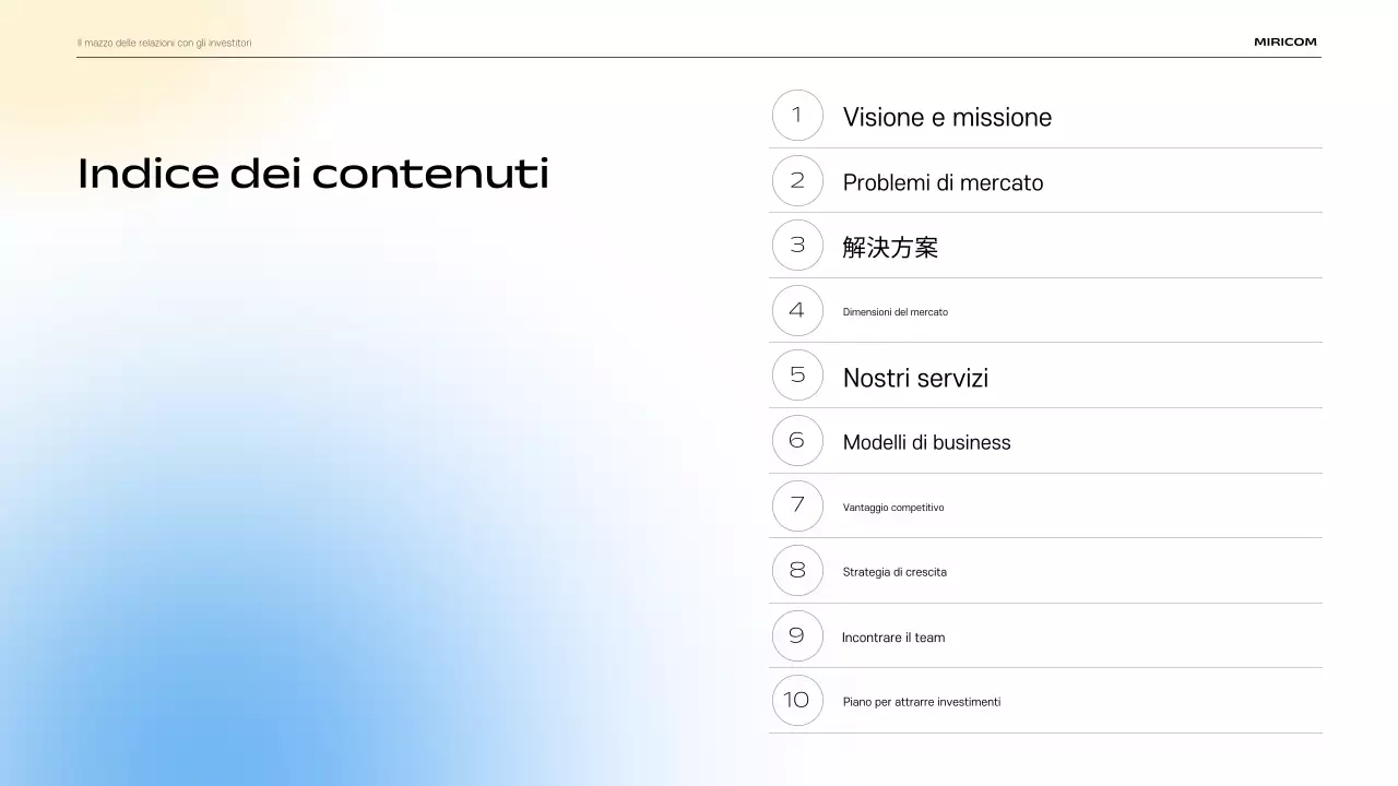 Descrizione del materiale di presentazione IR moderno blu cielo