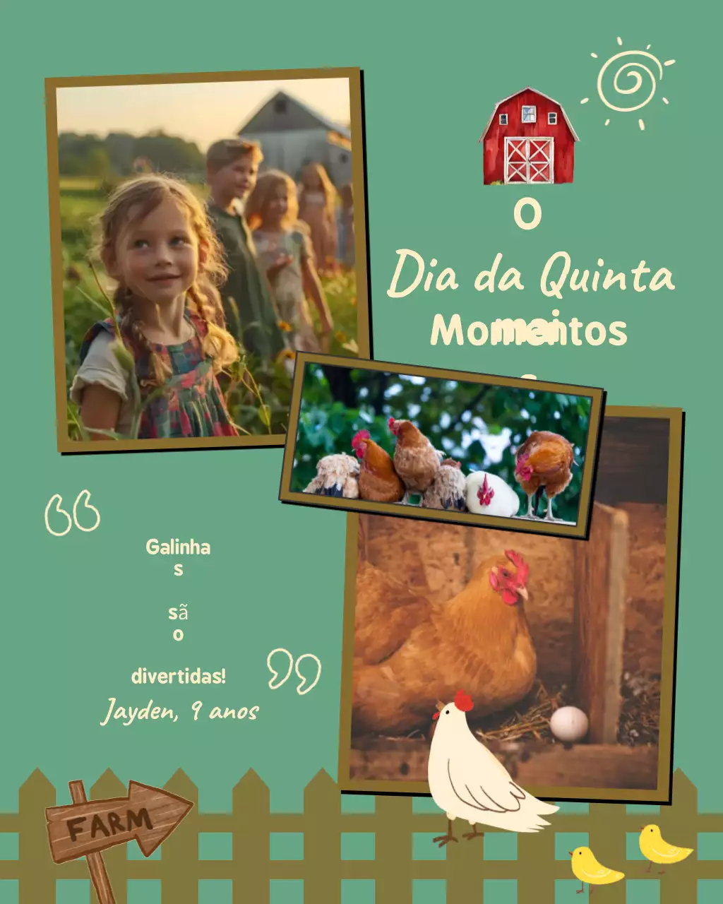Livro de histórias da fazenda rústica verde