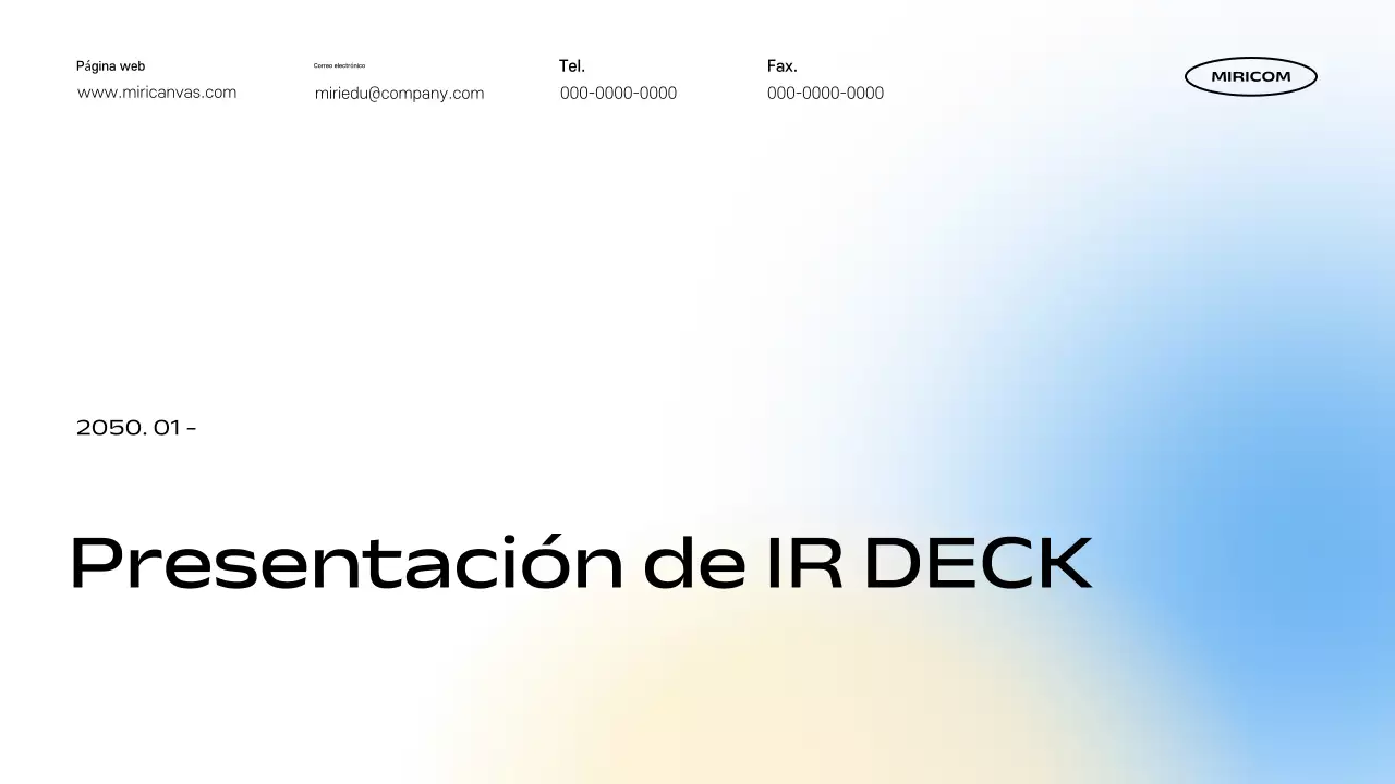 Descripción del material de presentación IR moderno en azul cielo