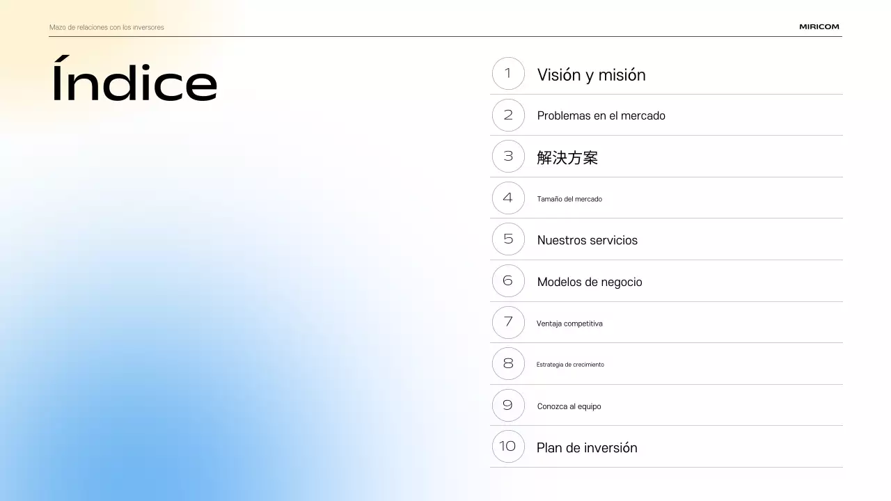 Descripción del material de presentación IR moderno en azul cielo