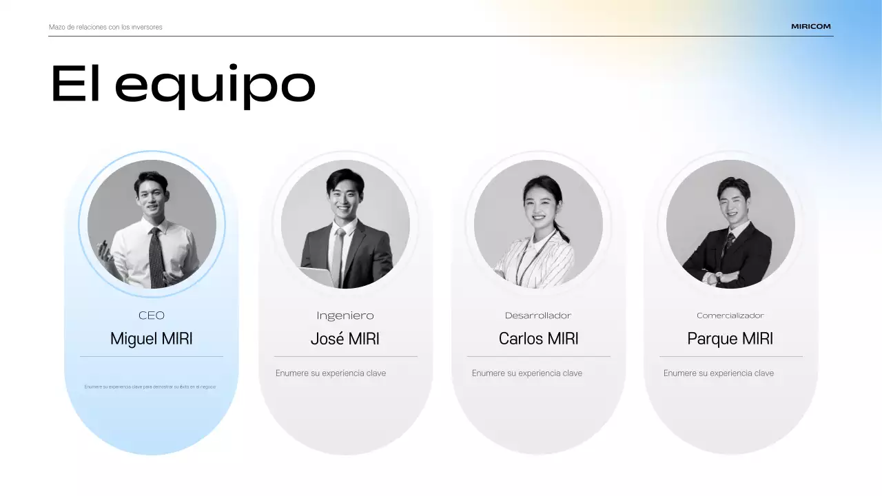 Descripción del material de presentación IR moderno en azul cielo