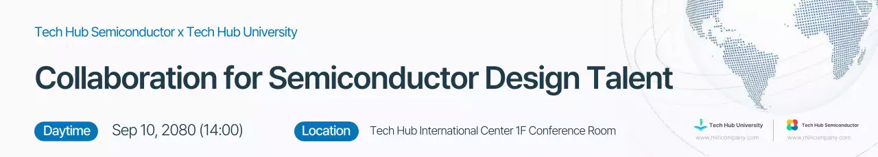 Promoção de um seminário sobre semicondutores modernos em branco e azul