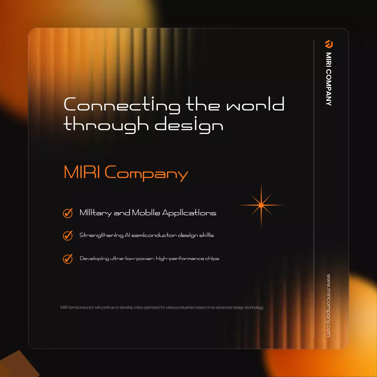 A modern black and orange semiconductor industry promotion