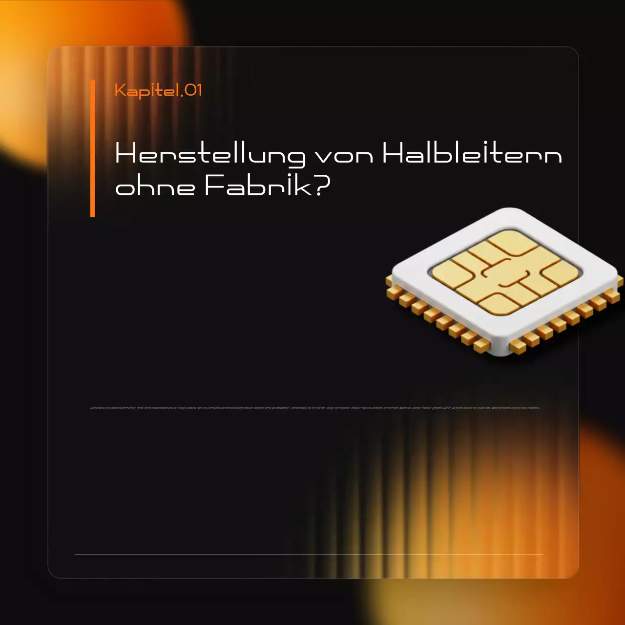 Eine moderne schwarz-orangefarbene Werbung für die Halbleiterindustrie