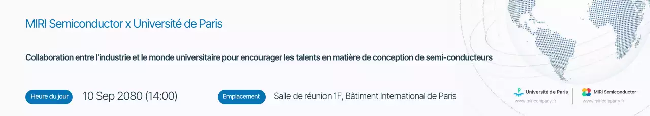 Promotion d'un séminaire moderne sur les semi-conducteurs en blanc et bleu