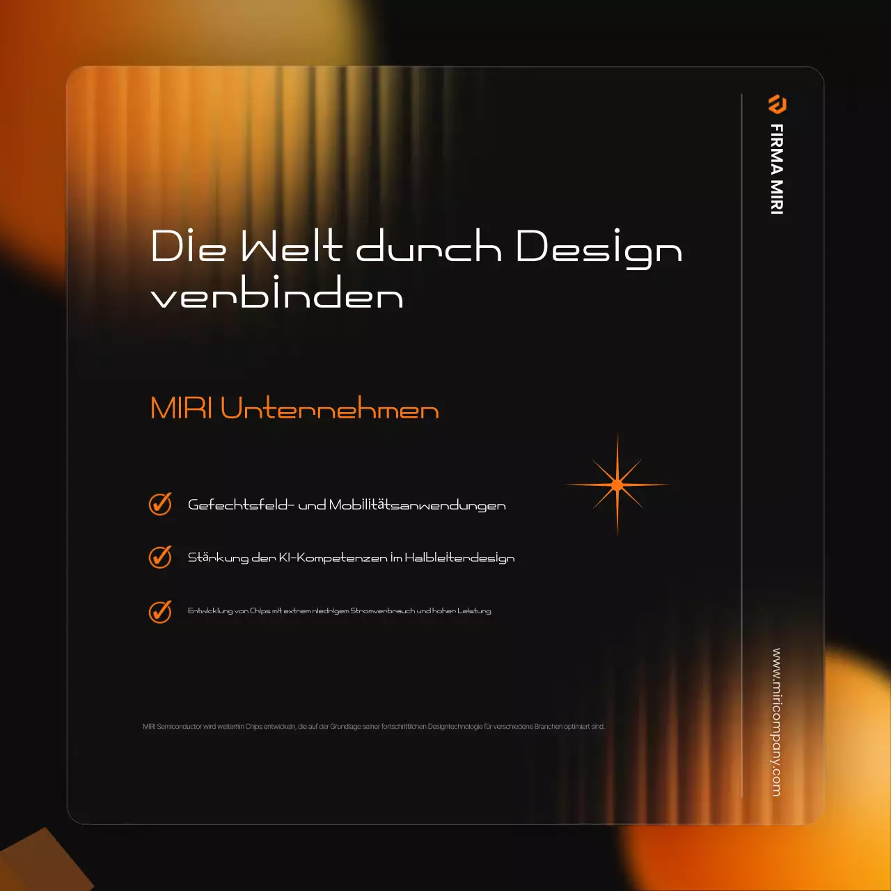Eine moderne schwarz-orangefarbene Werbung für die Halbleiterindustrie