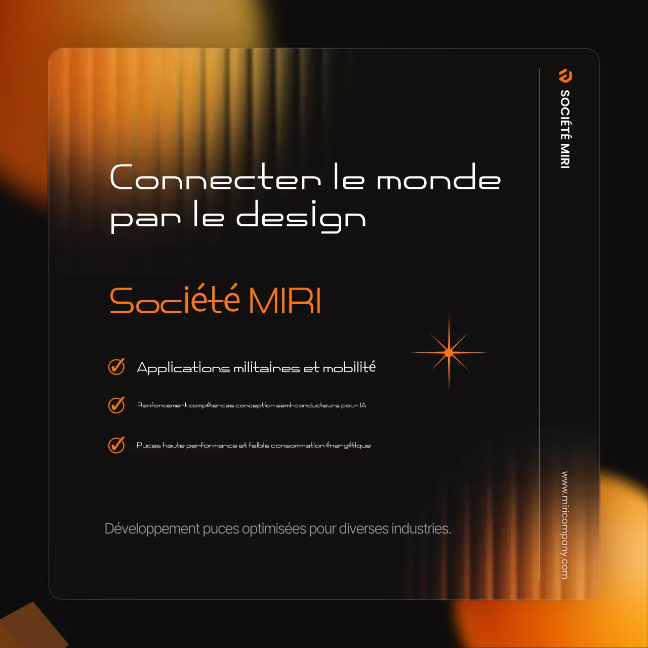 Une promotion moderne de l'industrie des semi-conducteurs en noir et orange