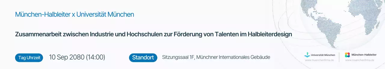Werbung für ein modernes Halbleiterseminar in Weiß und Blau