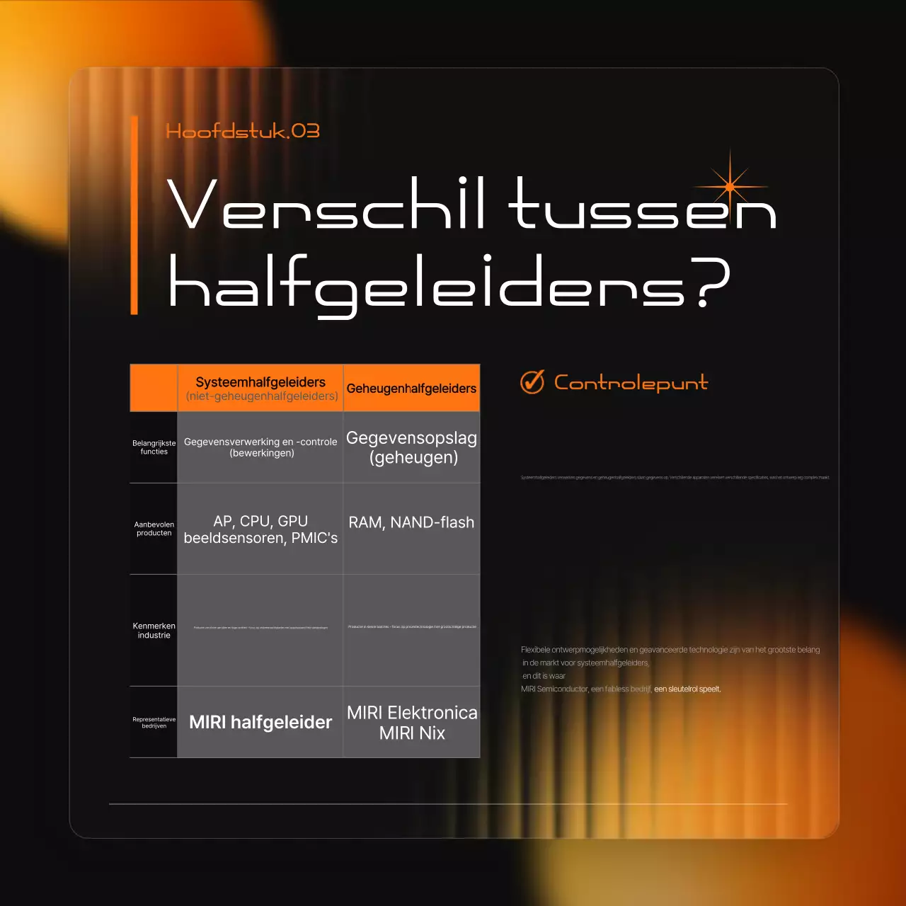 Een moderne zwart-oranje promotie voor de halfgeleiderindustrie