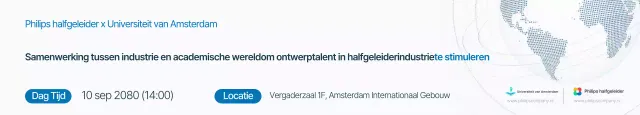 Promotie van een modern halfgeleiderseminar in wit en blauw