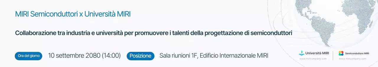 Promozione di un seminario moderno sui semiconduttori in bianco e blu