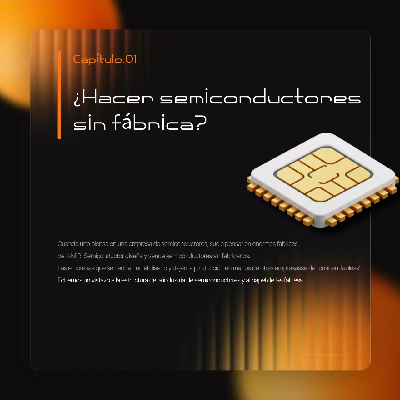 Una moderna promoción de la industria de semiconductores en negro y naranja.