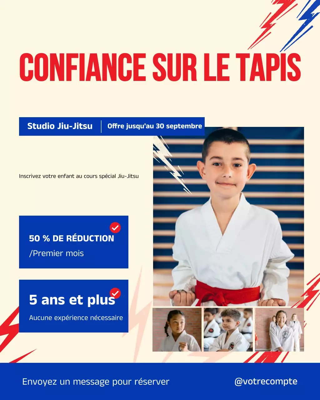 Publicité Instagram pour les arts martiaux modernes beiges