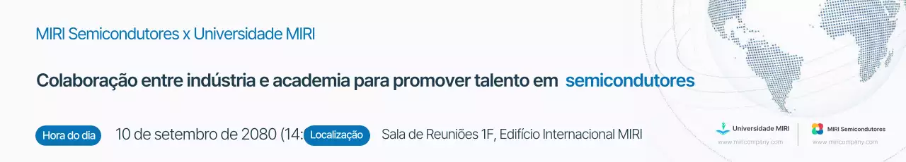 Promoção de um seminário sobre semicondutores modernos em branco e azul