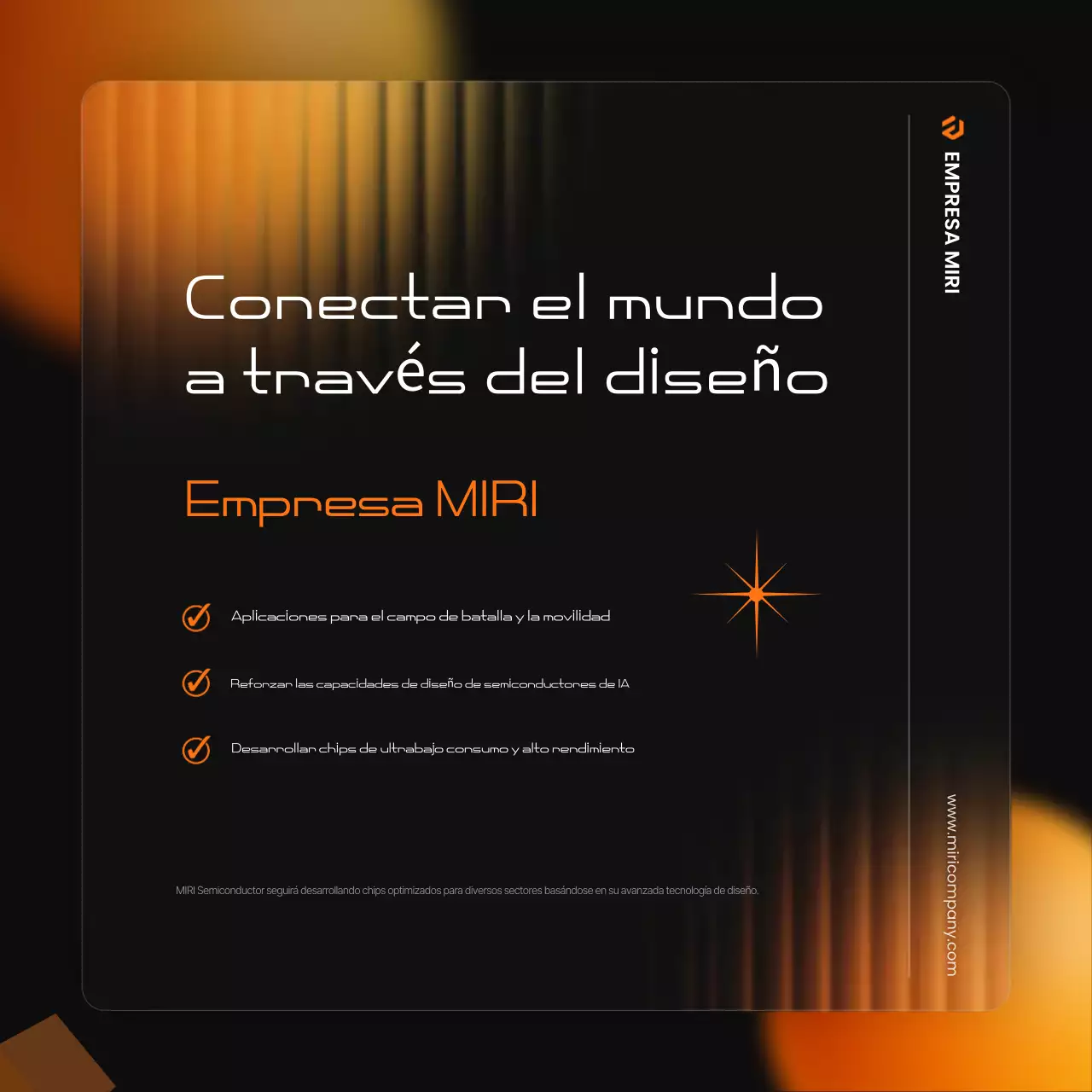 Una moderna promoción de la industria de semiconductores en negro y naranja.